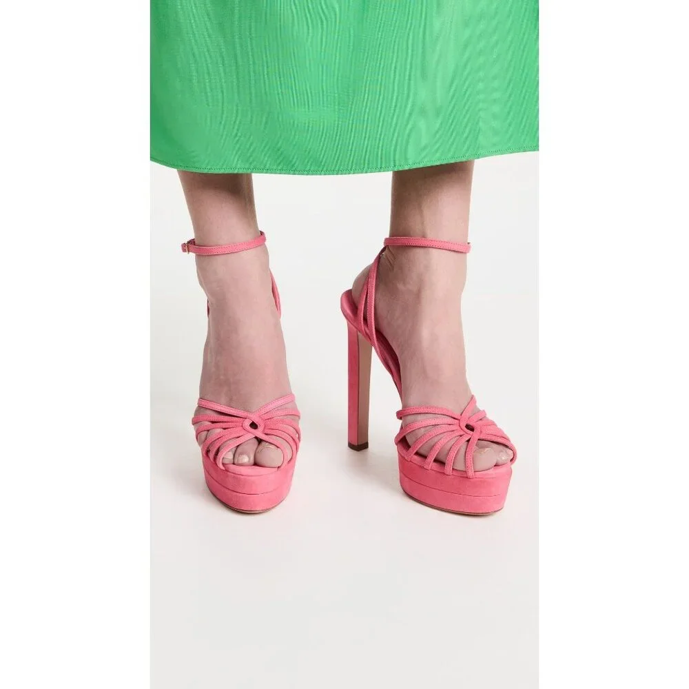 Aquazzura 130mm Flow Plateau Sandals Watermelon 38.5 With Box Pink High Heels - Picture 4 of 16